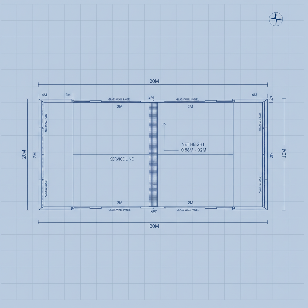 padel court dimensions diagram