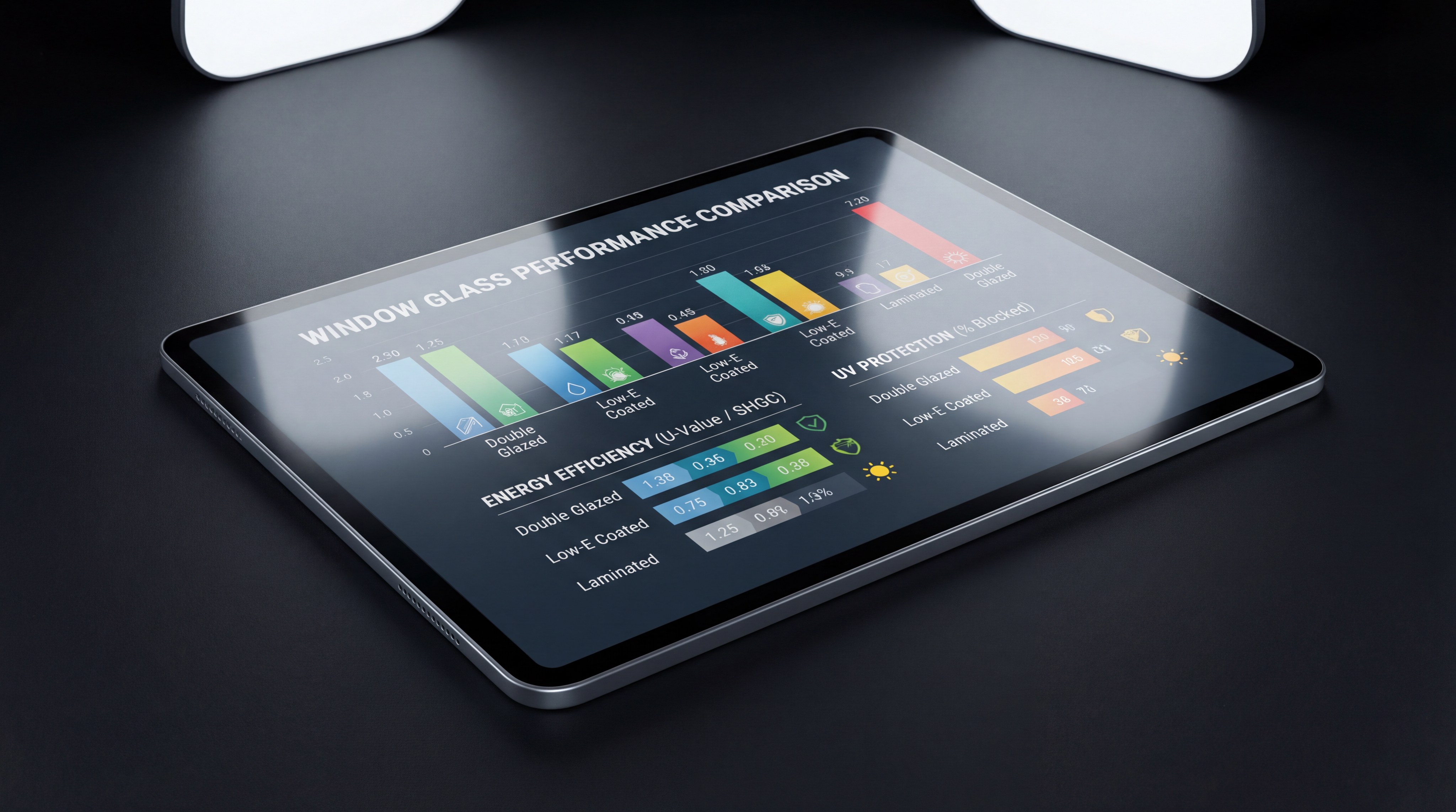 high-detail chart comparing performance metrics across glass types