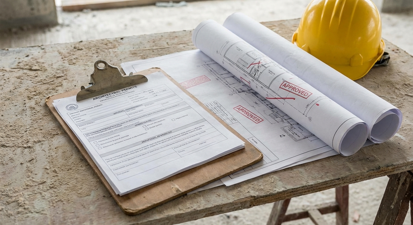 architectural permits hardhat clipboard