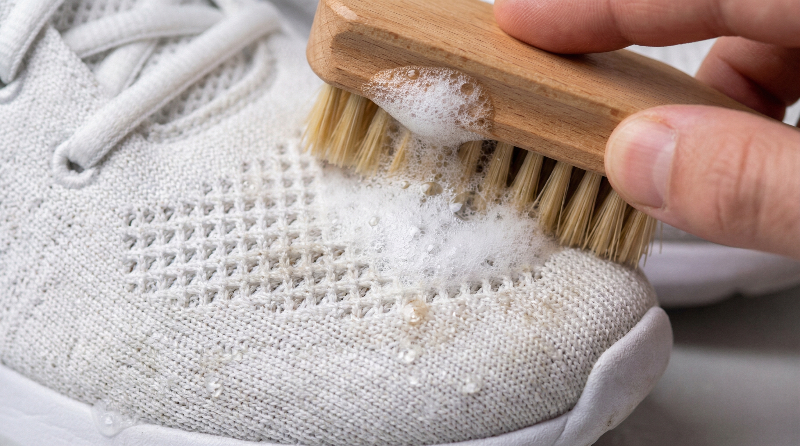 Mesh Shoe + Soft Brush Scrubbing Technique