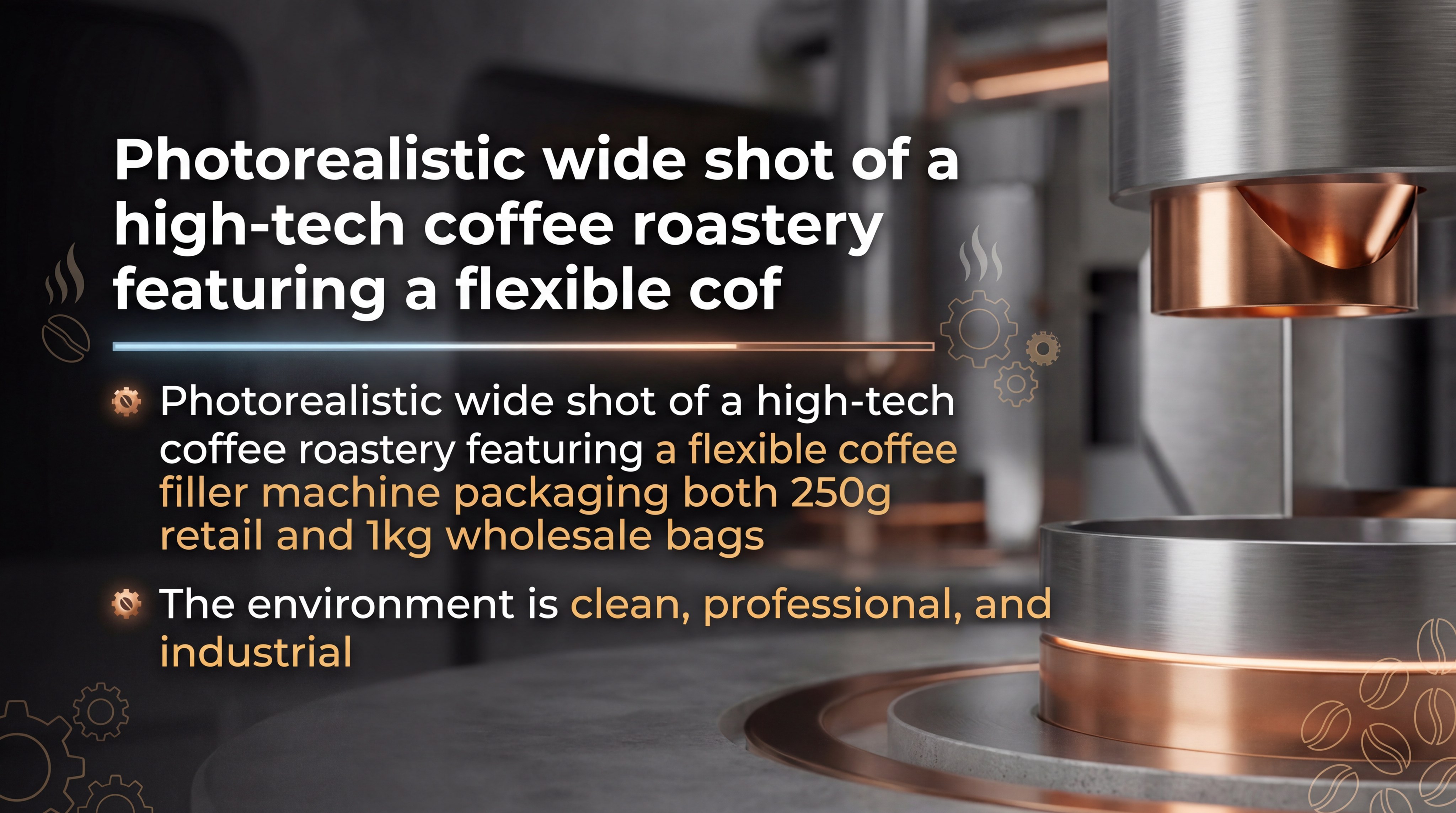 High-tech coffee roastery featuring a flexible coffee filler machine