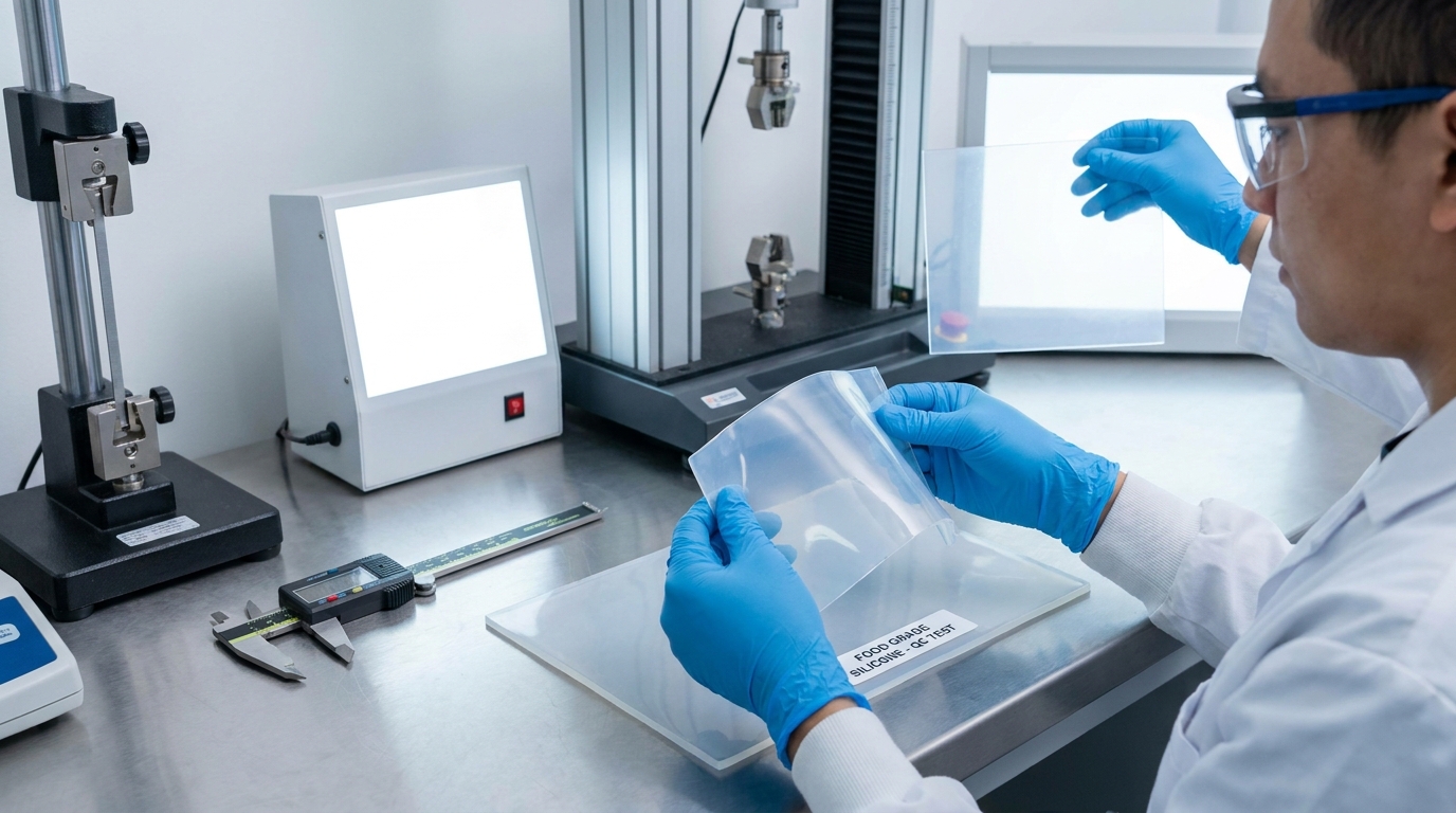 Visual inspection of silicone parts for quality control