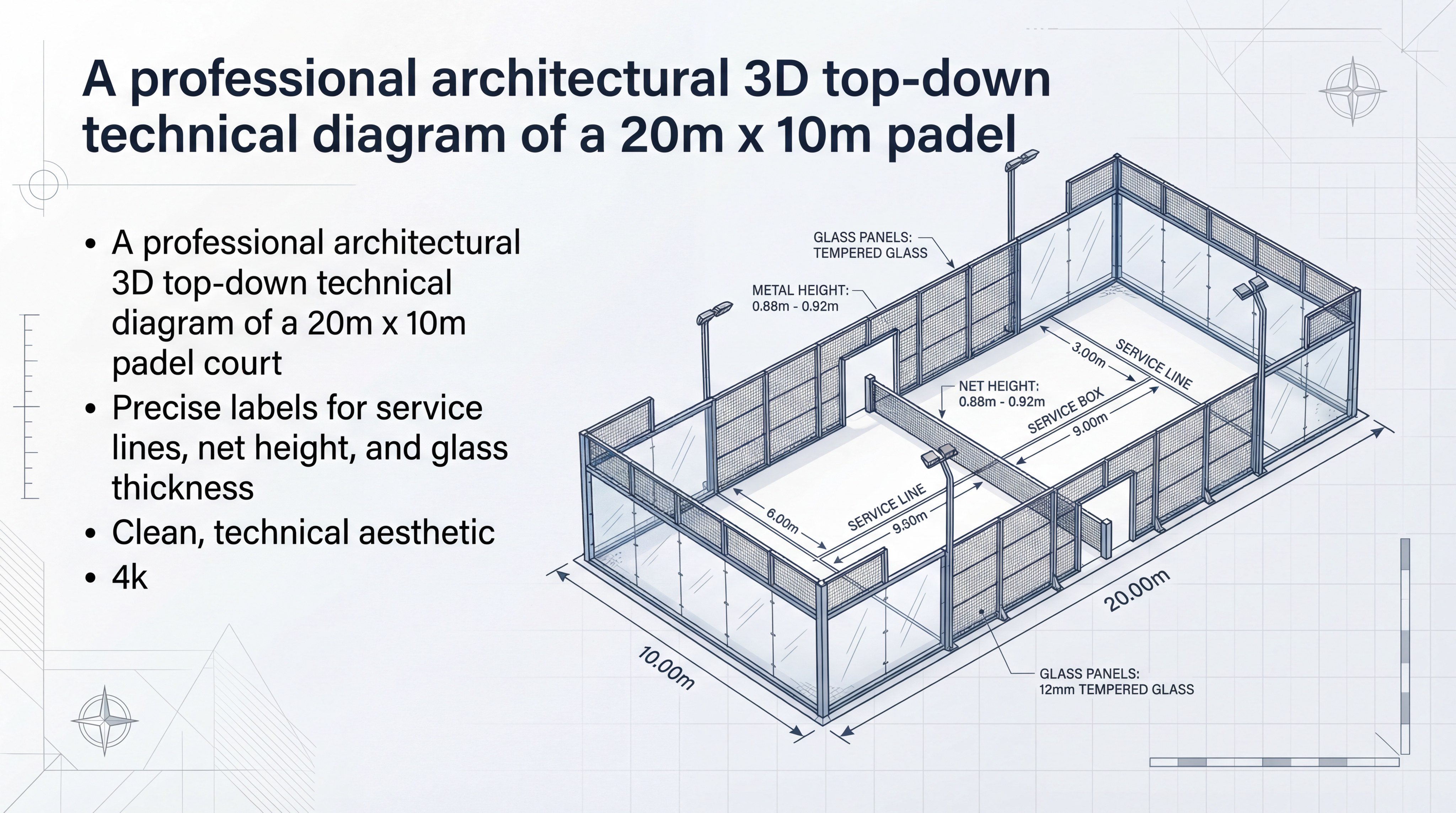Padel Court Technical Diagram