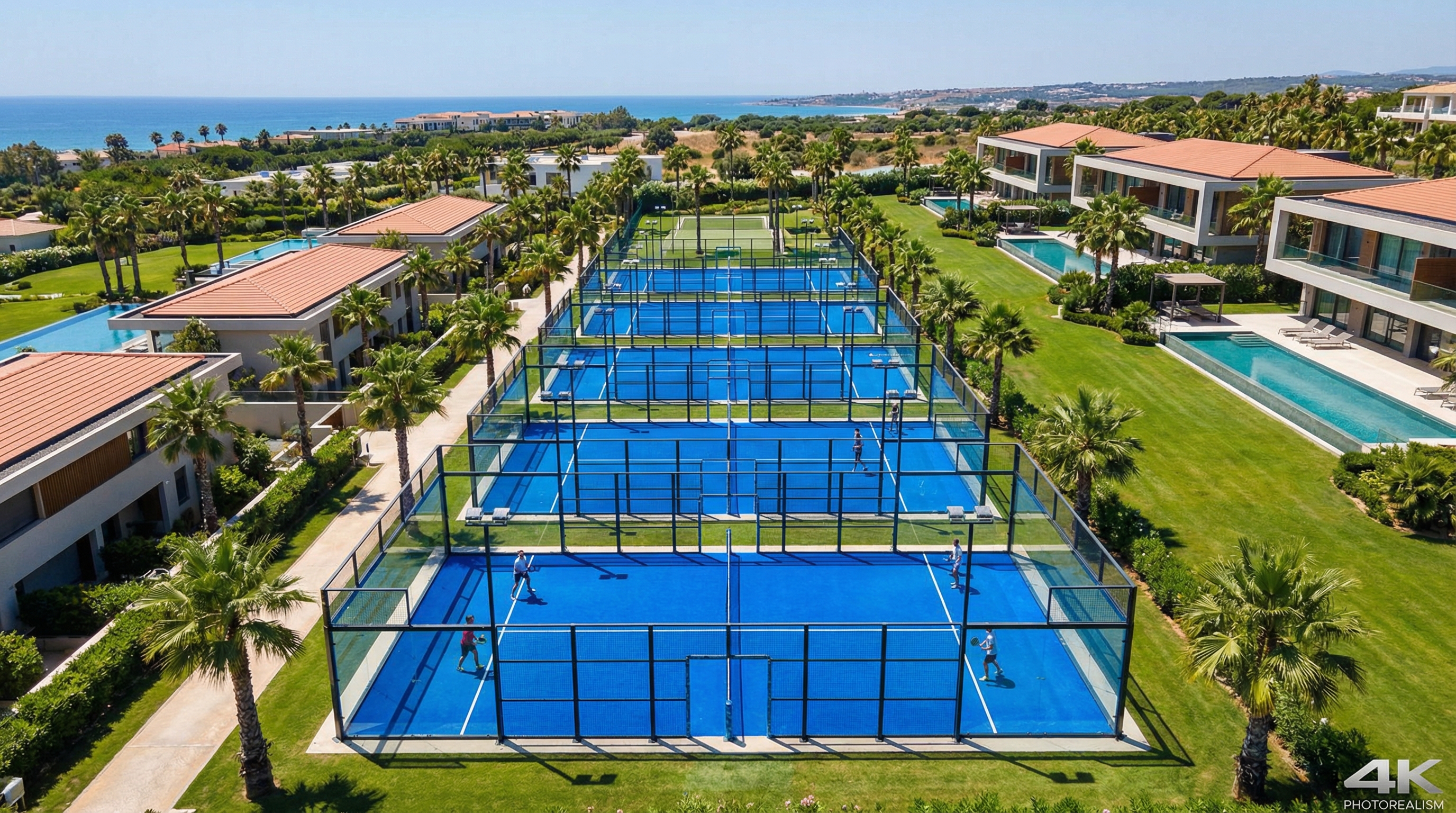 luxury padel courts aerial