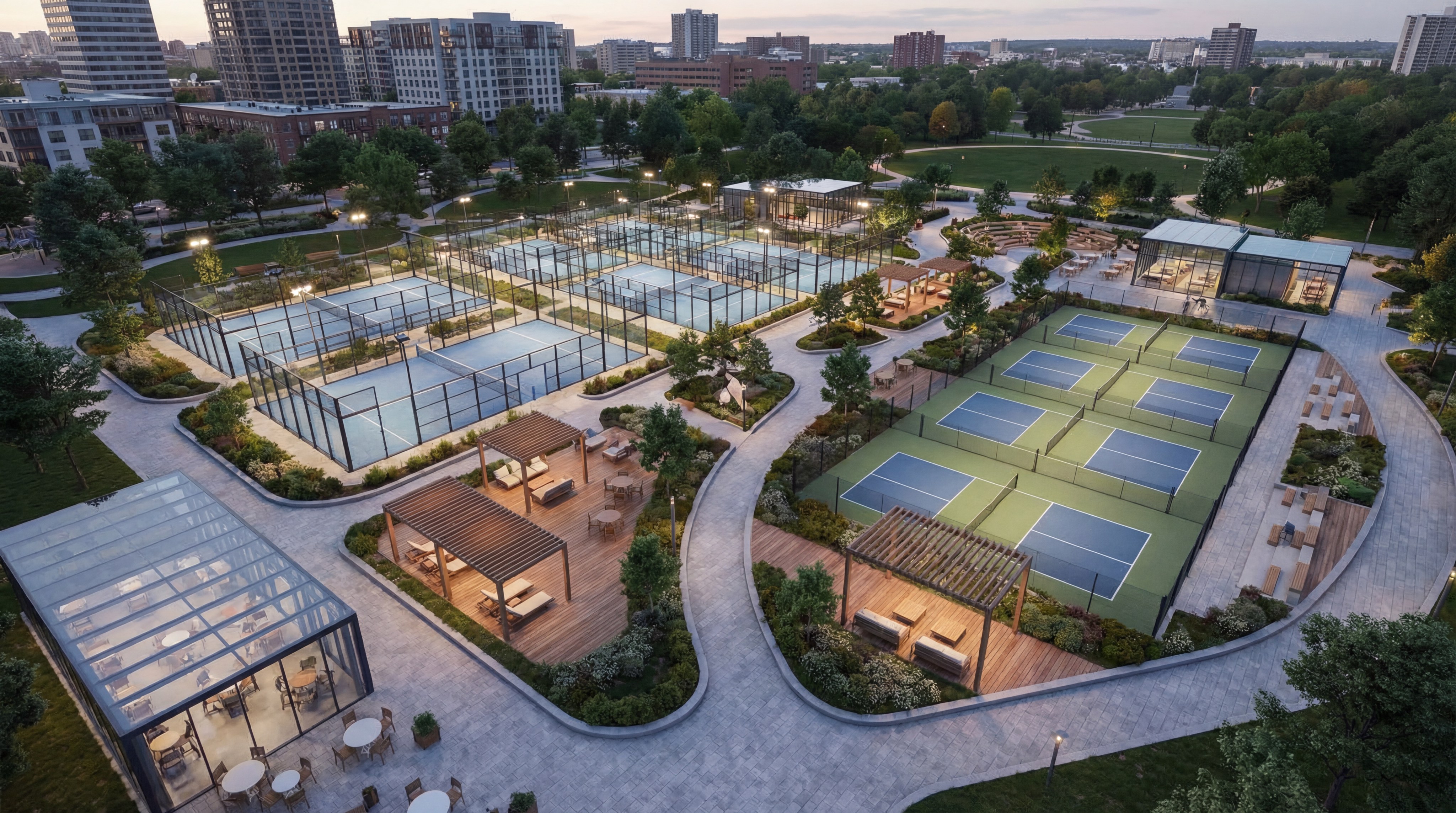 architectural visualization of a multi court sports complex