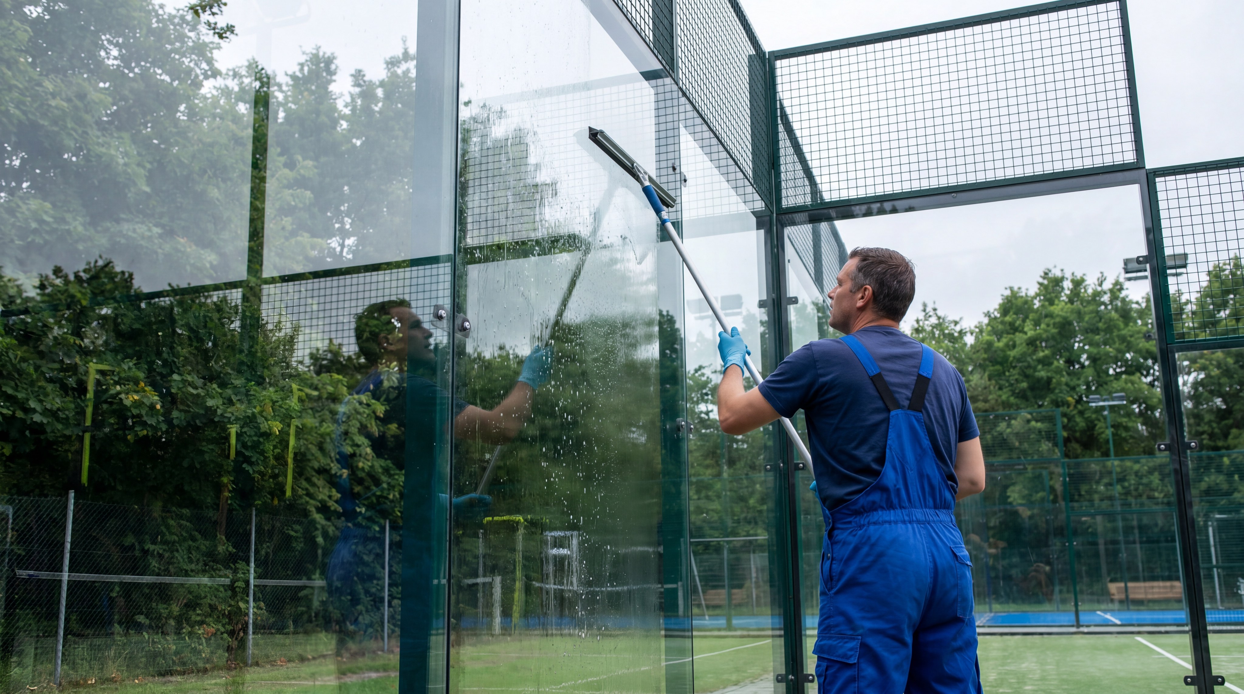 padel court glass cleaning