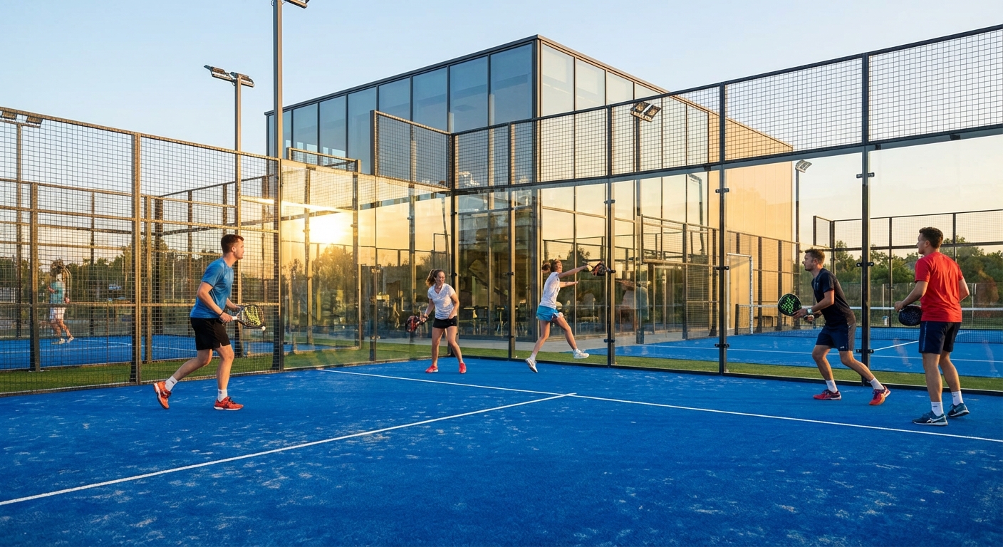 modern padel court action shot