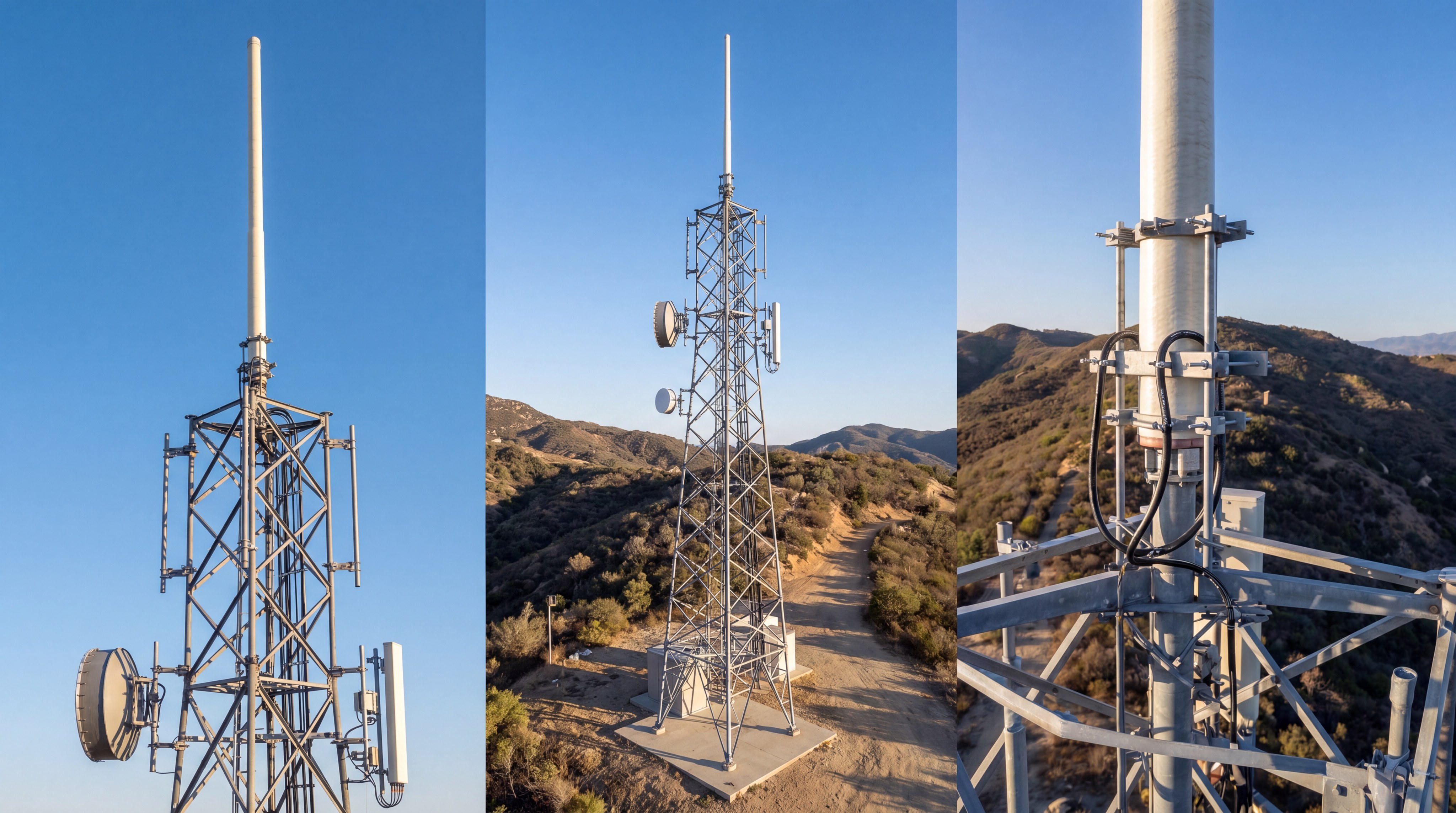 High-gain outdoor fiberglass collinear antenna on telecom tower