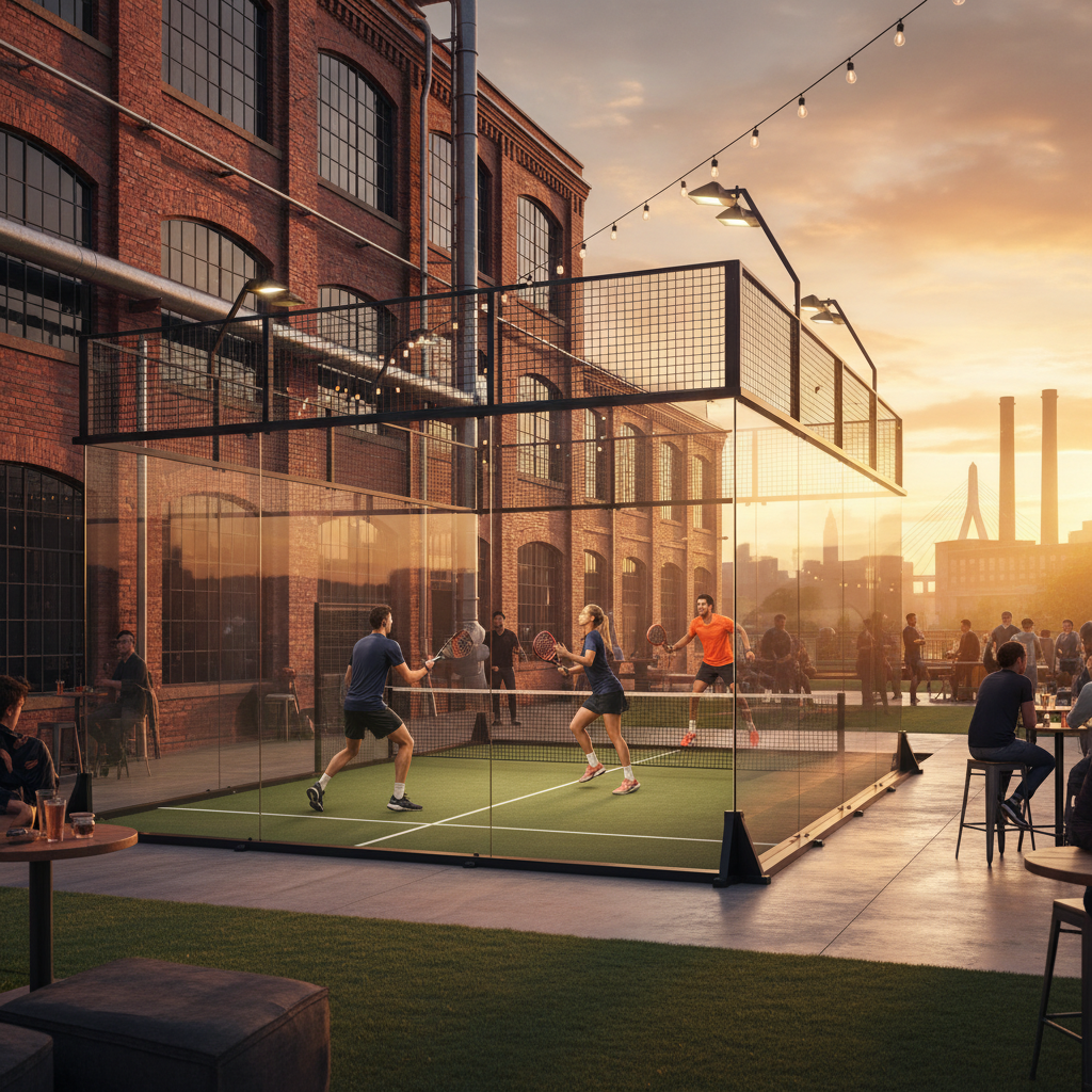 padel court boston sunset