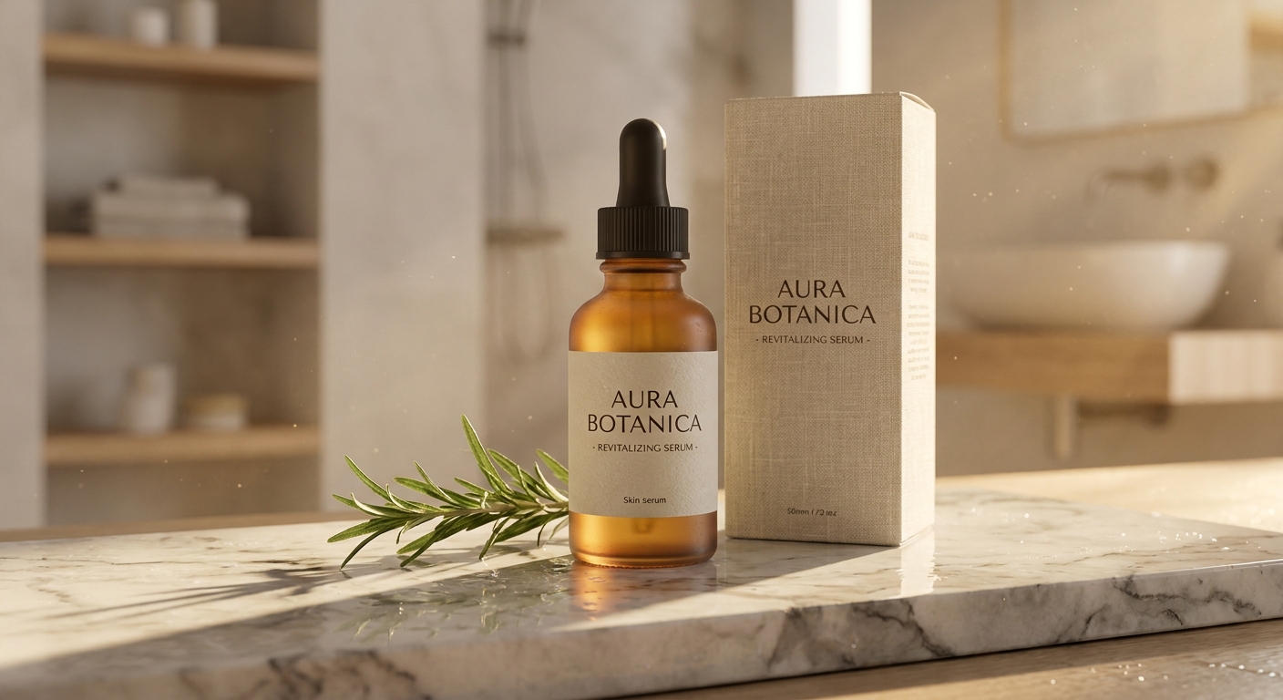 Premium Skin Serum Product Photography with Packaging