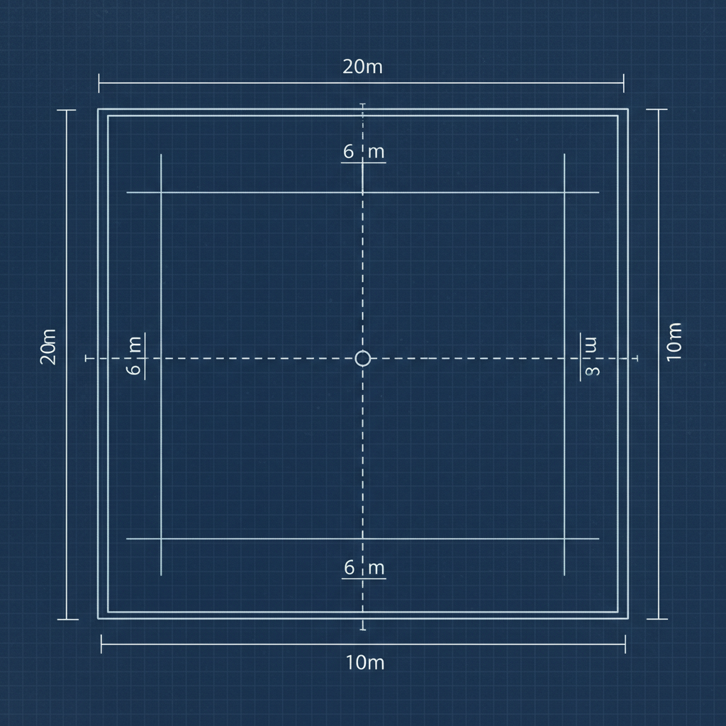 padel court dimensions diagram