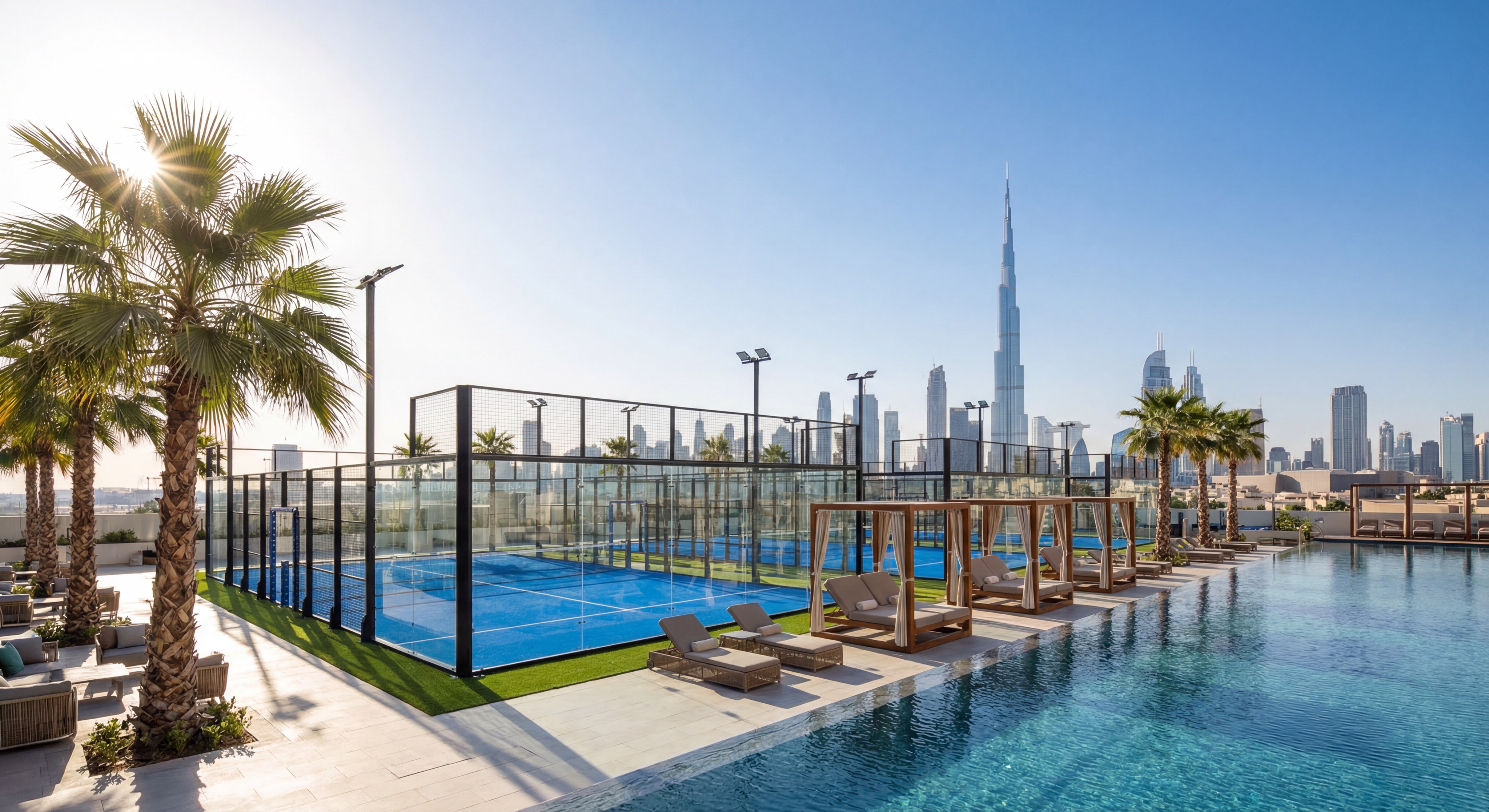 dubai padel court luxury skyline