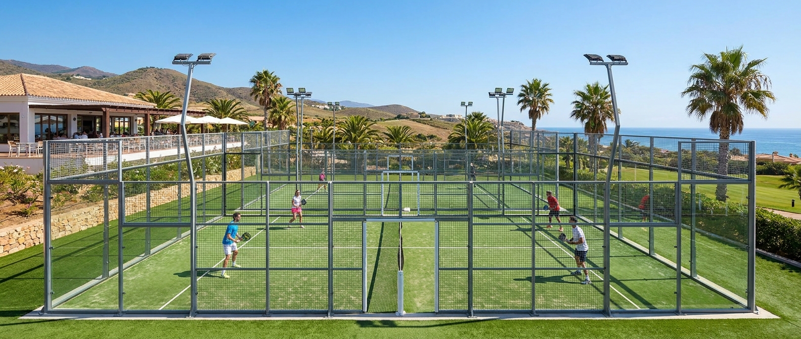 panoramic padel court sunny