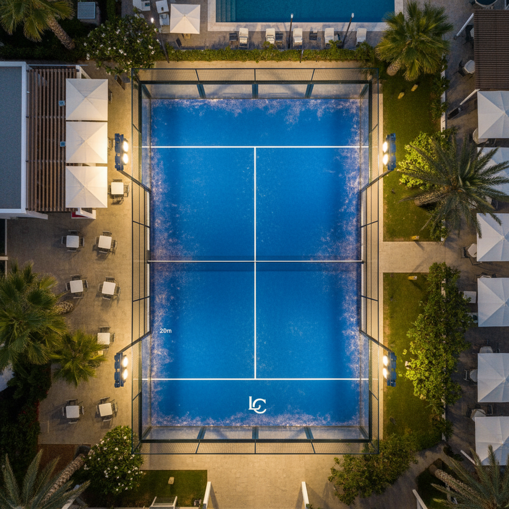 photorealistic padel court top down