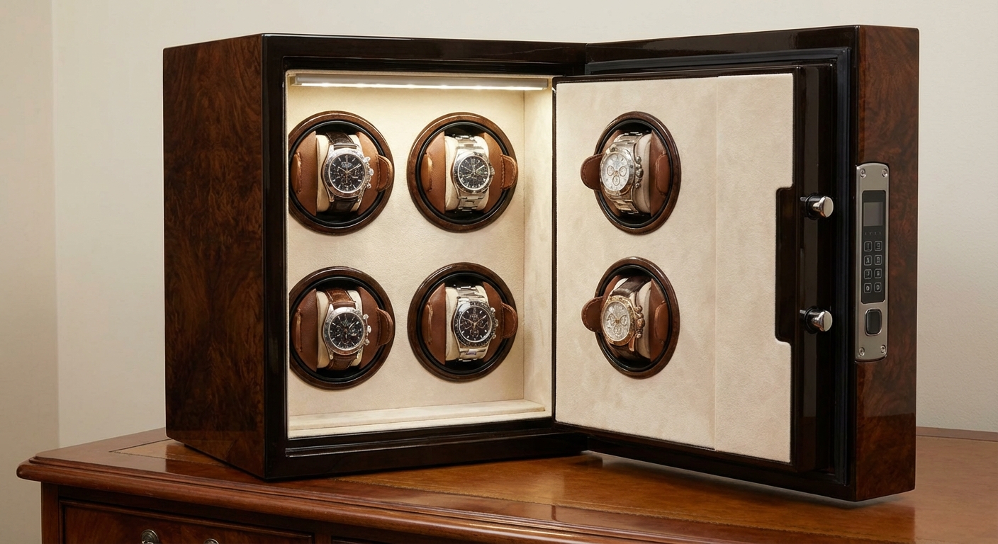Premium 6 Watch Winder Safe with Open Door