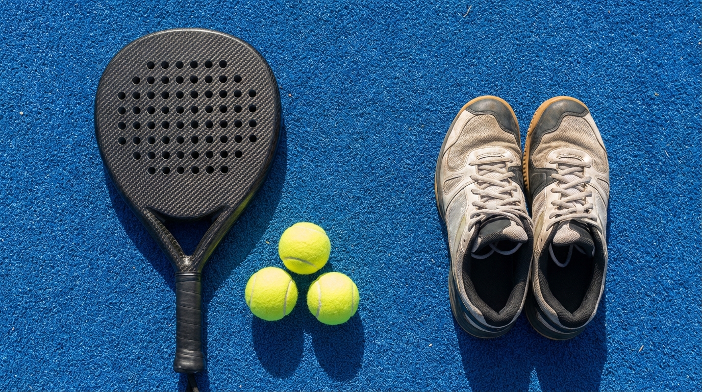 padel ball game equipment flatlay