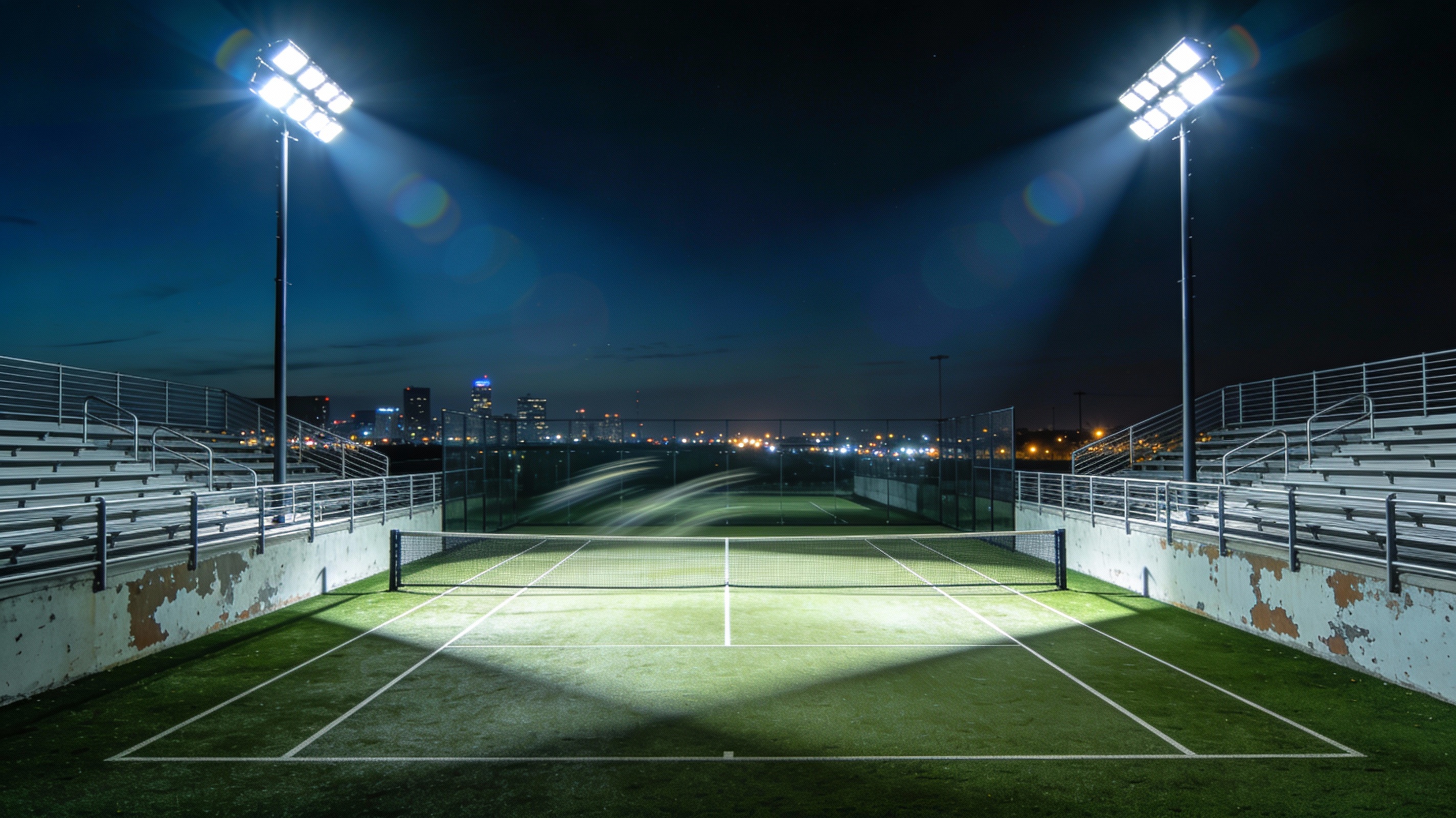 padel court night scene