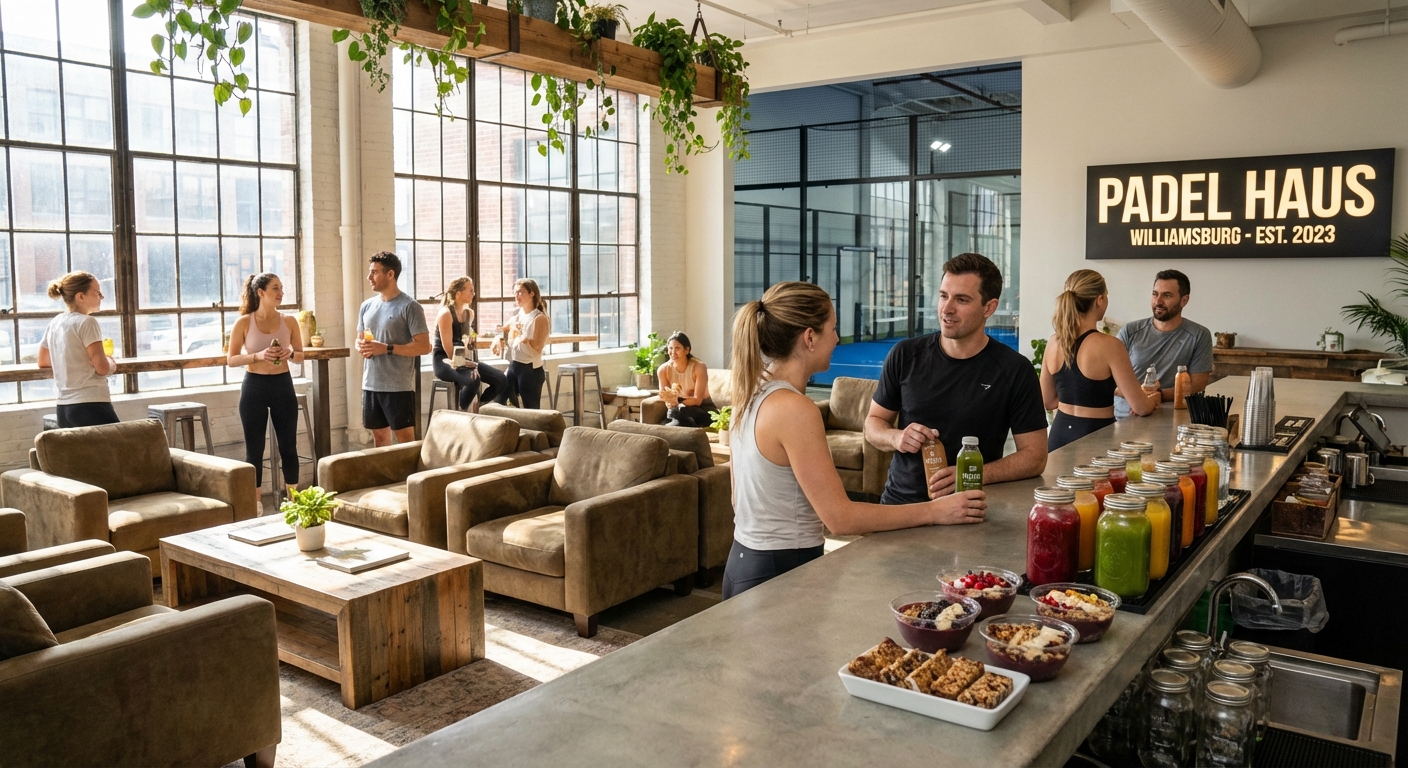 Lounge area at Padel Haus Williamsburg