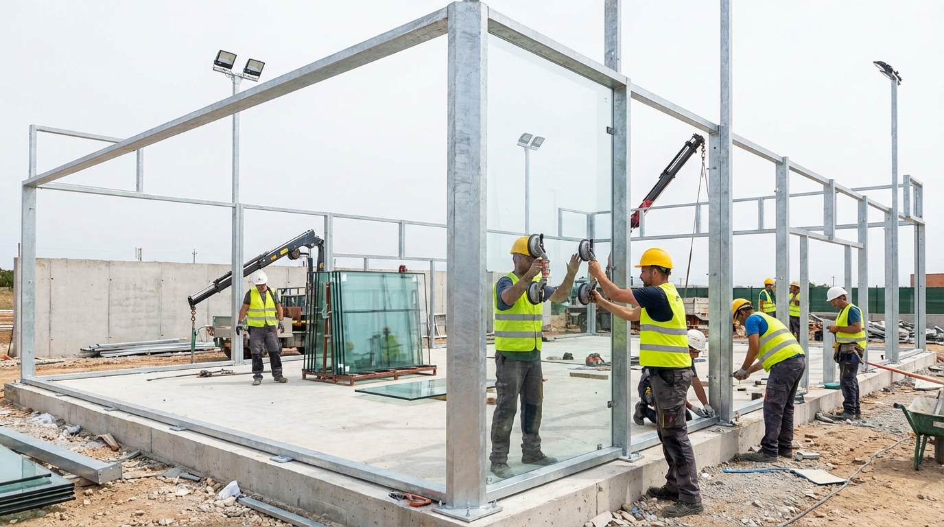 padel court construction scene