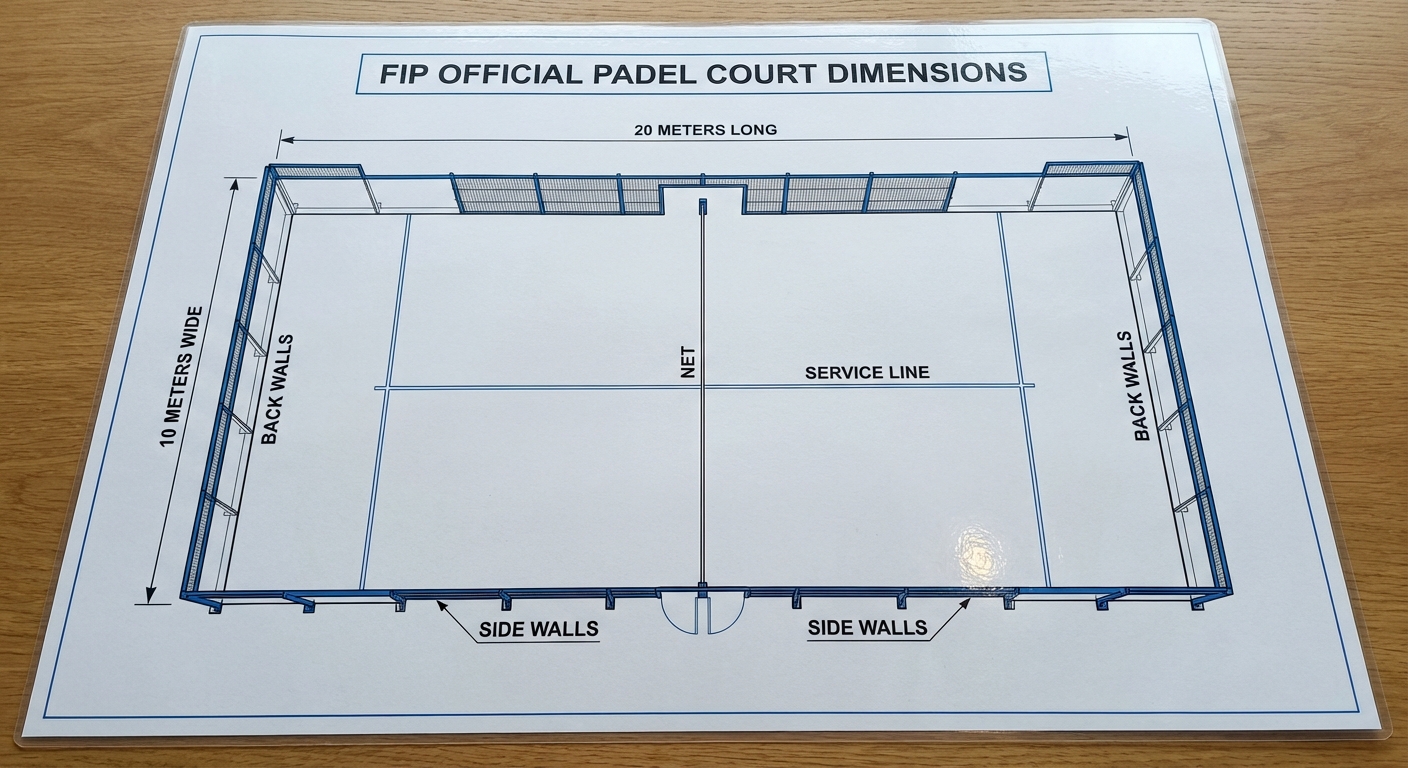 padel court fip dimensions diagram