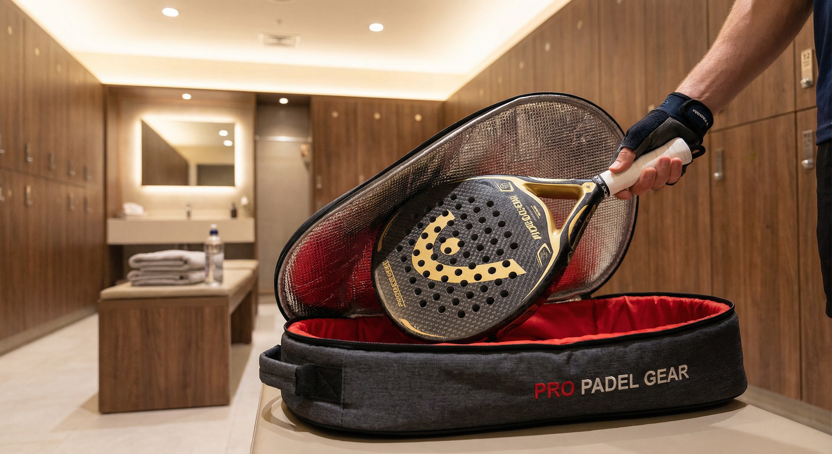 padel racket storage locker room