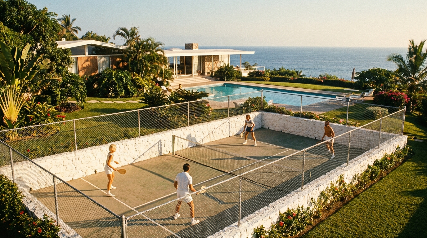 vintage acapulco padel court 1960s