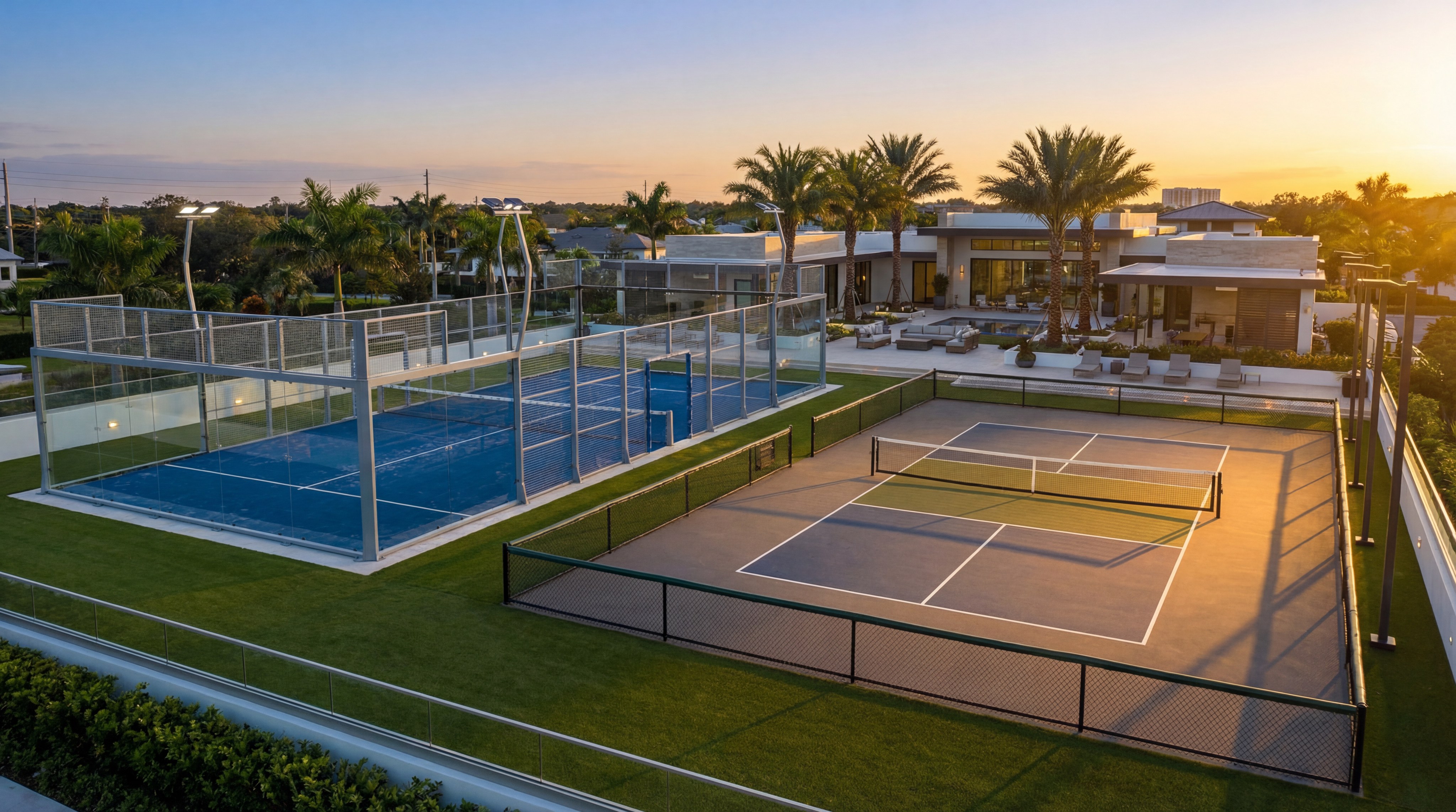 Luxury sports complex with padel and pickleball courts