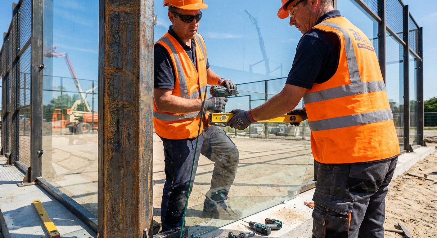 padel court glass installation