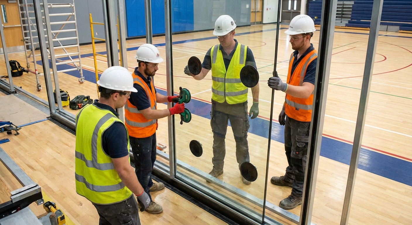 Professional glass panel installation