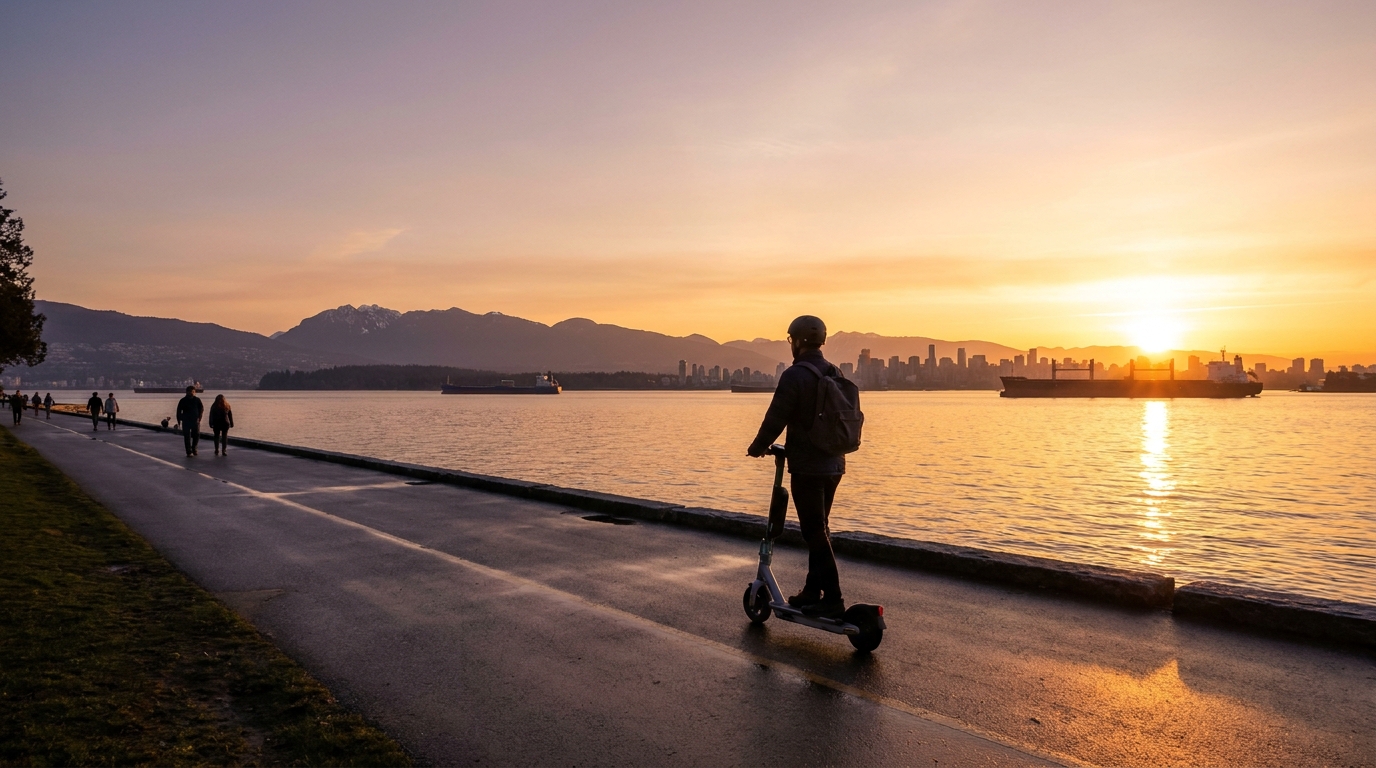 Electric Scooter Vancouver Sunset