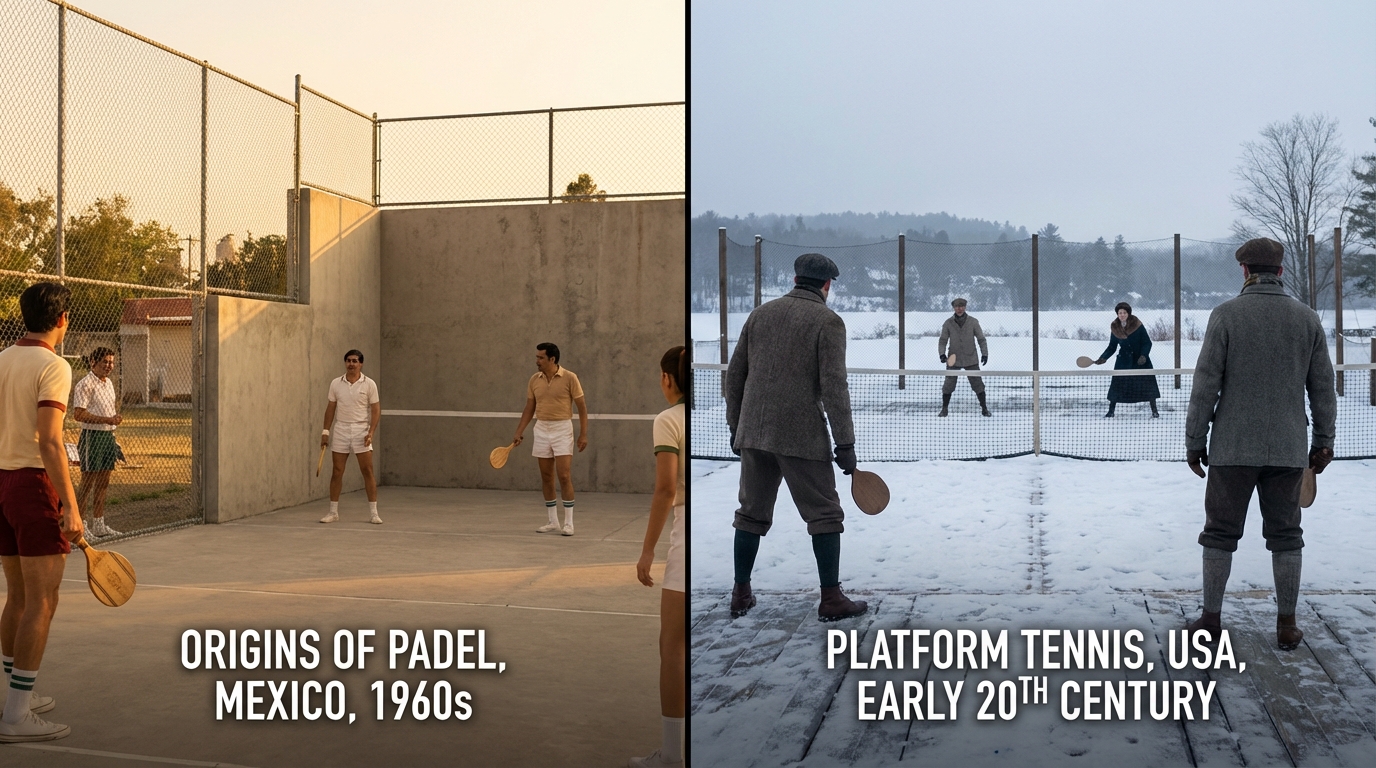 historical racket sports comparison illustration