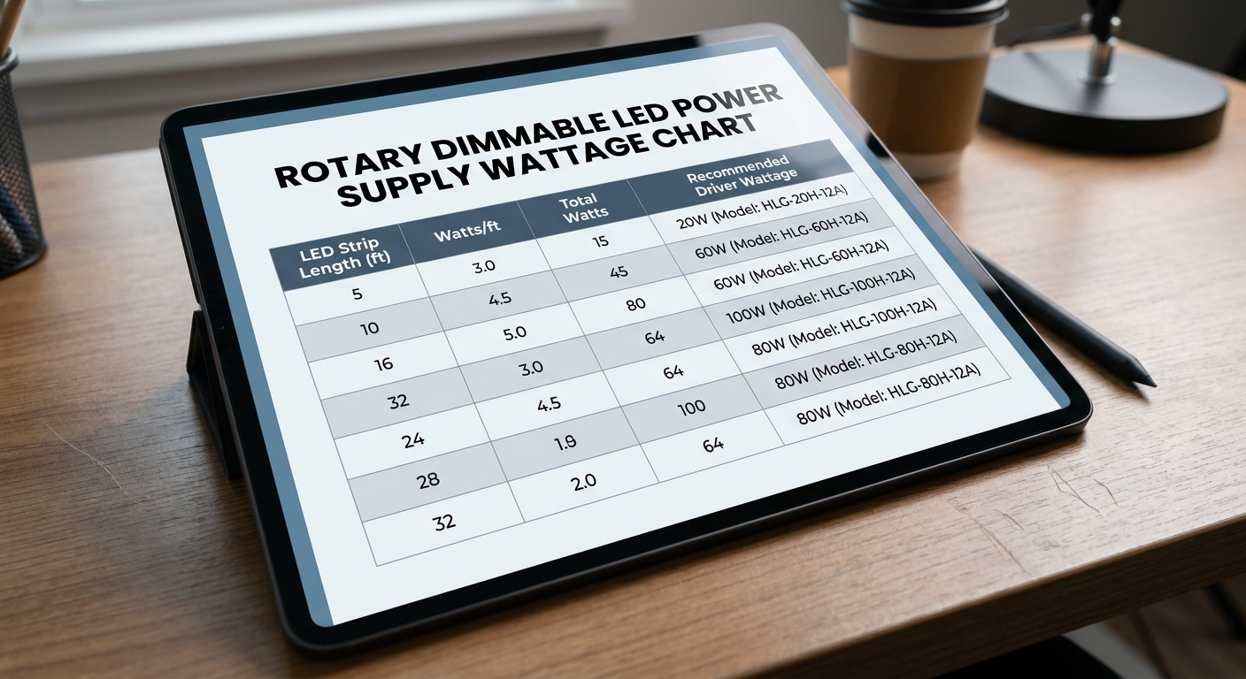 How Can a Wattage Chart Help Select a Rotary Dimmable LED Power Supply?