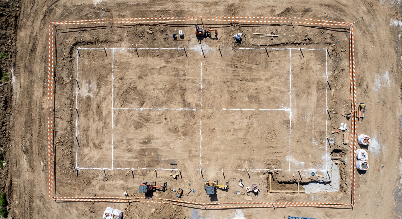 padel court construction drone view