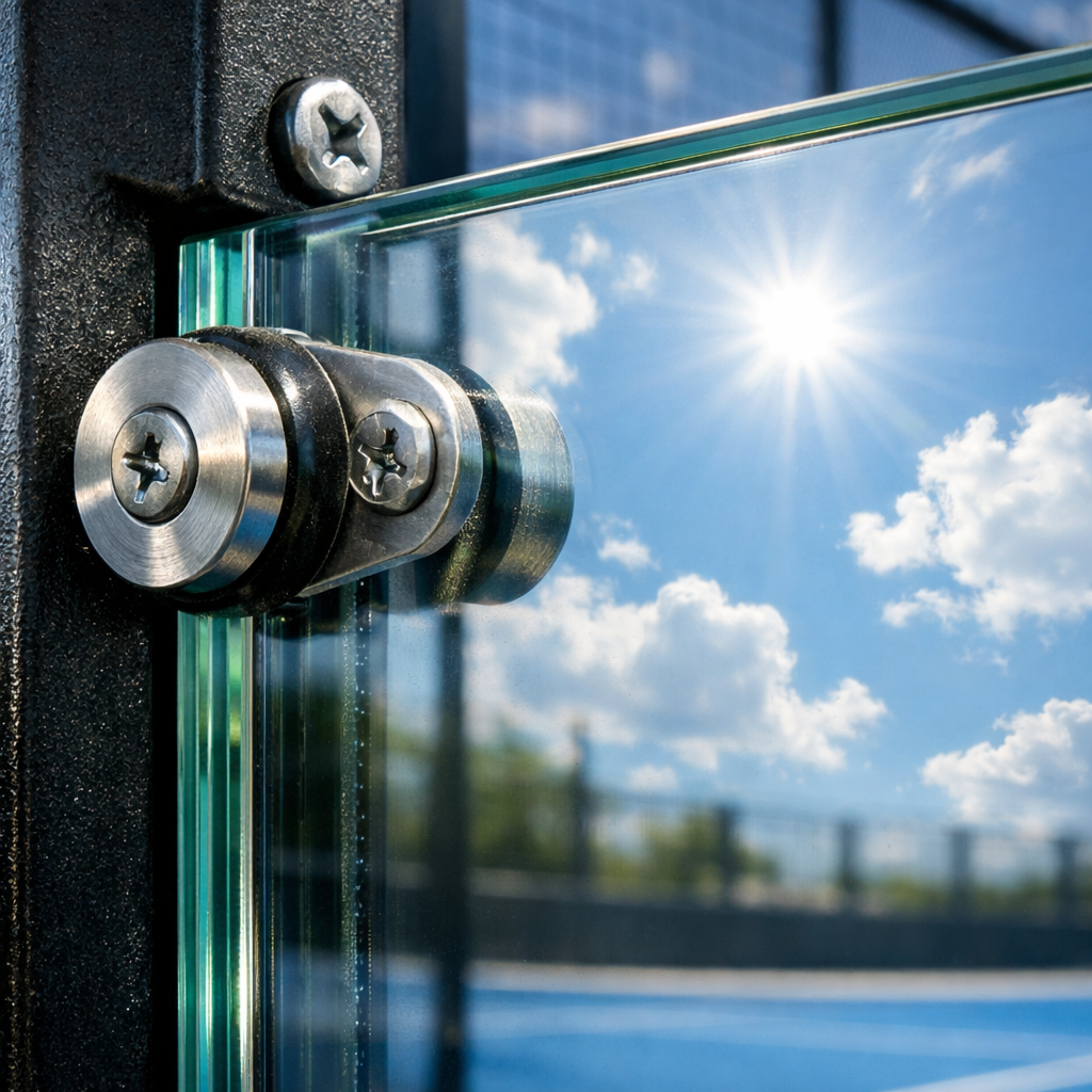 tempered glass padel court macro