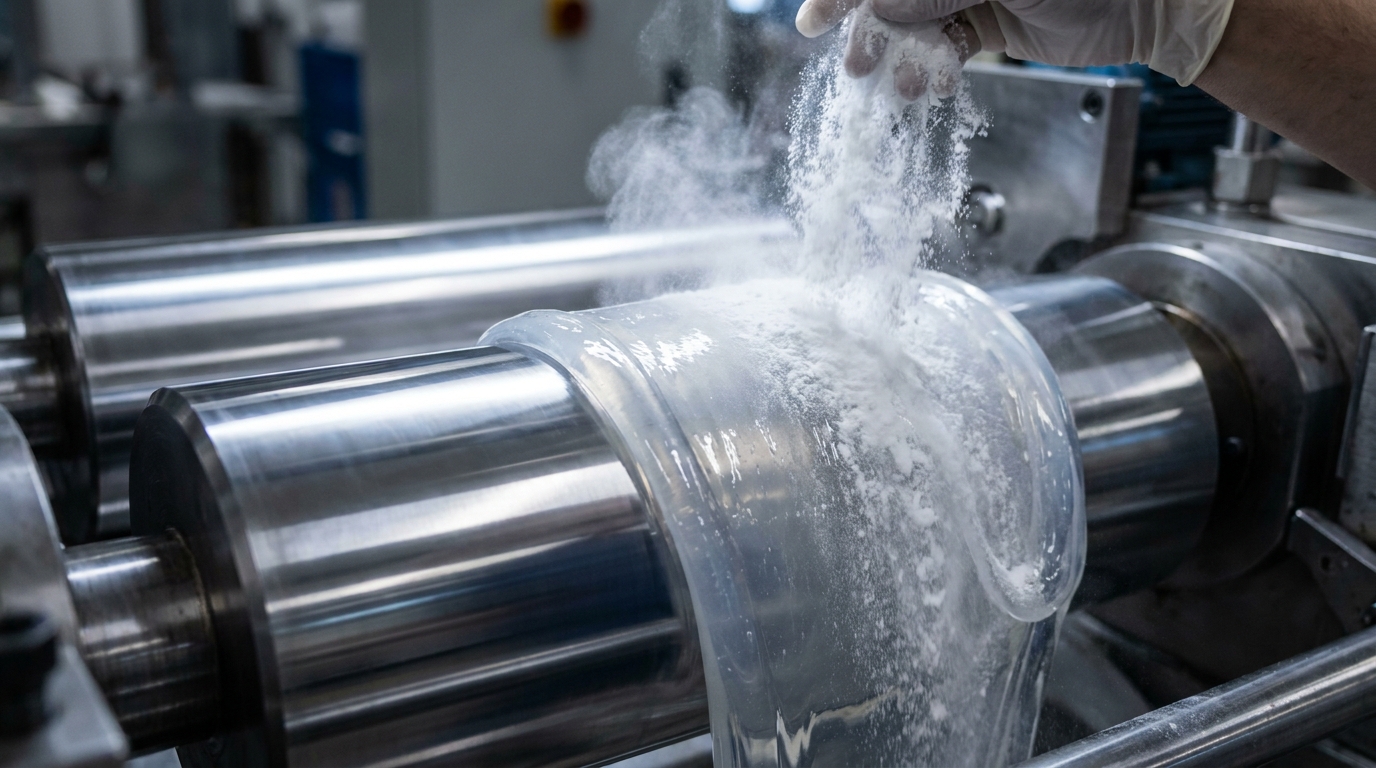 Silicone compounding process closeup