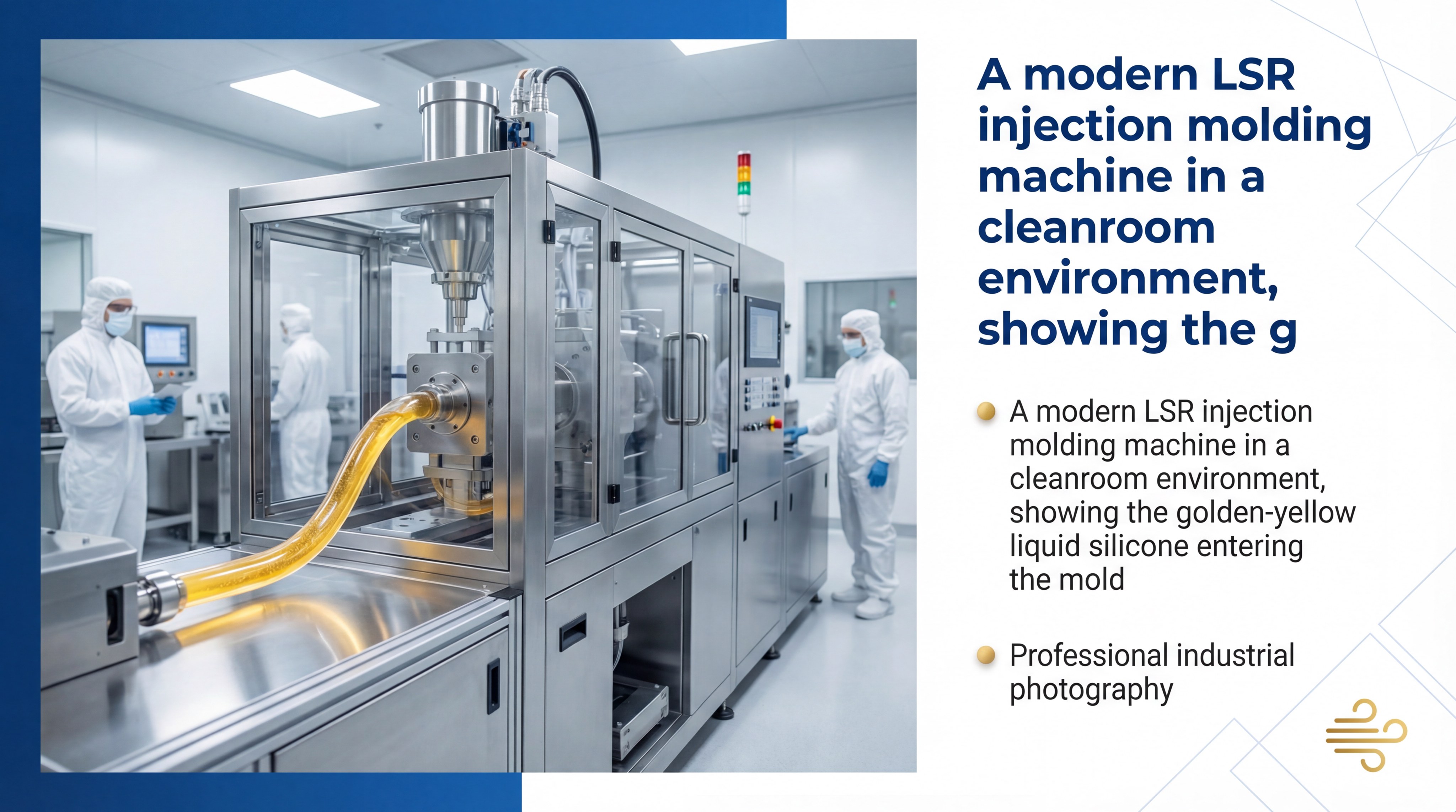 A modern LSR injection molding machine in a cleanroom