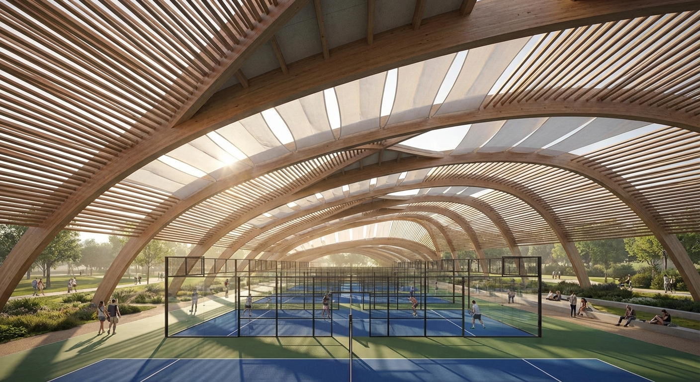 modern padel court roof structure