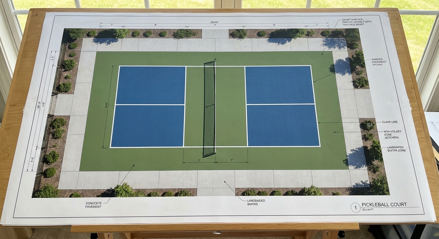 pickleball court architectural layout