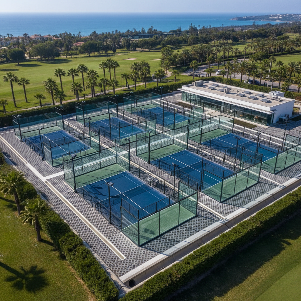 premium padel club aerial view