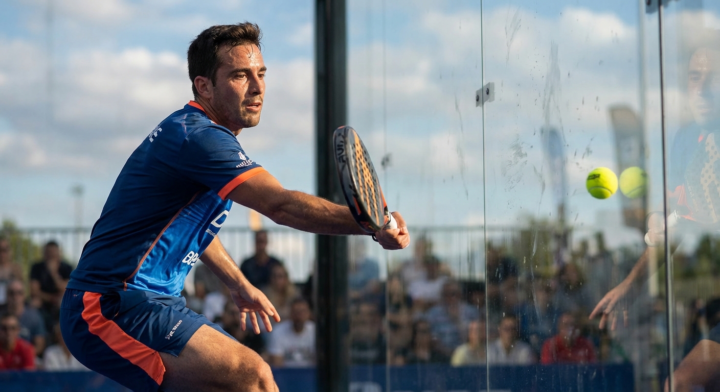 padel player action shot