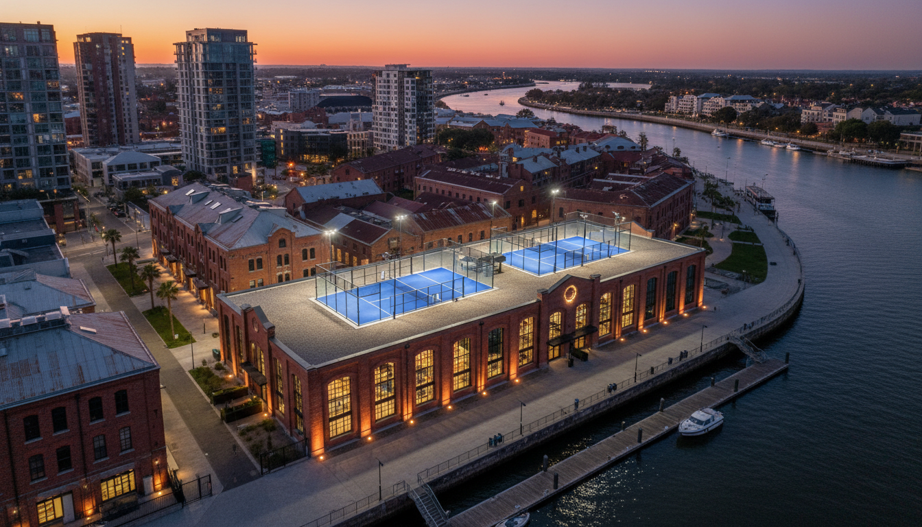 Modern padel courts waterfront