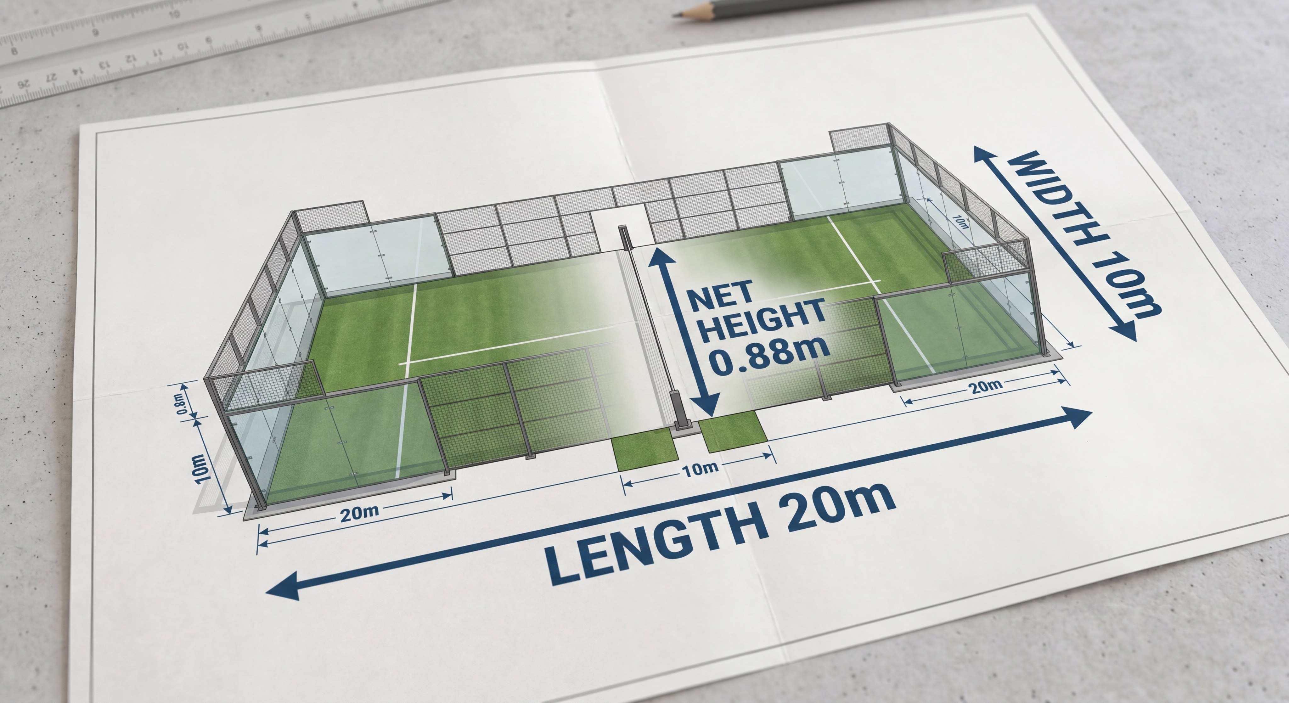 Padel court dimensions