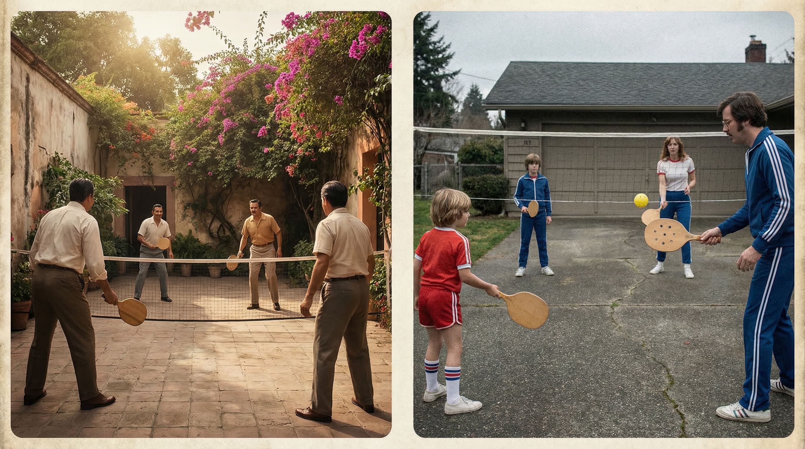 Padel and pickleball historical origins montage