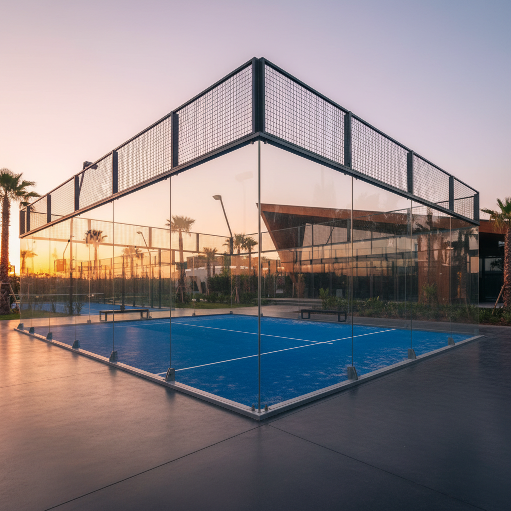 outdoor padel court golden hour