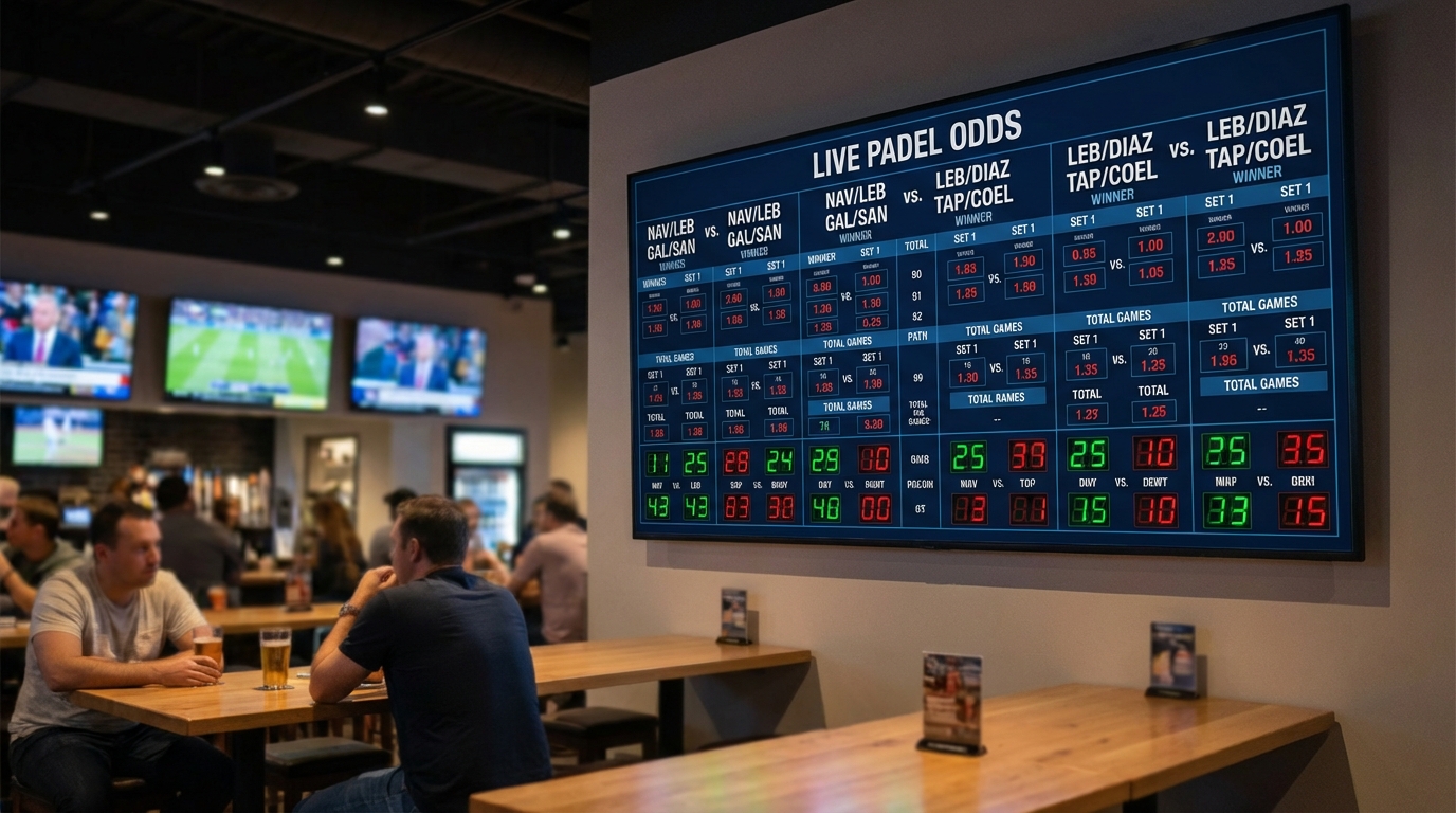 padel betting odds display