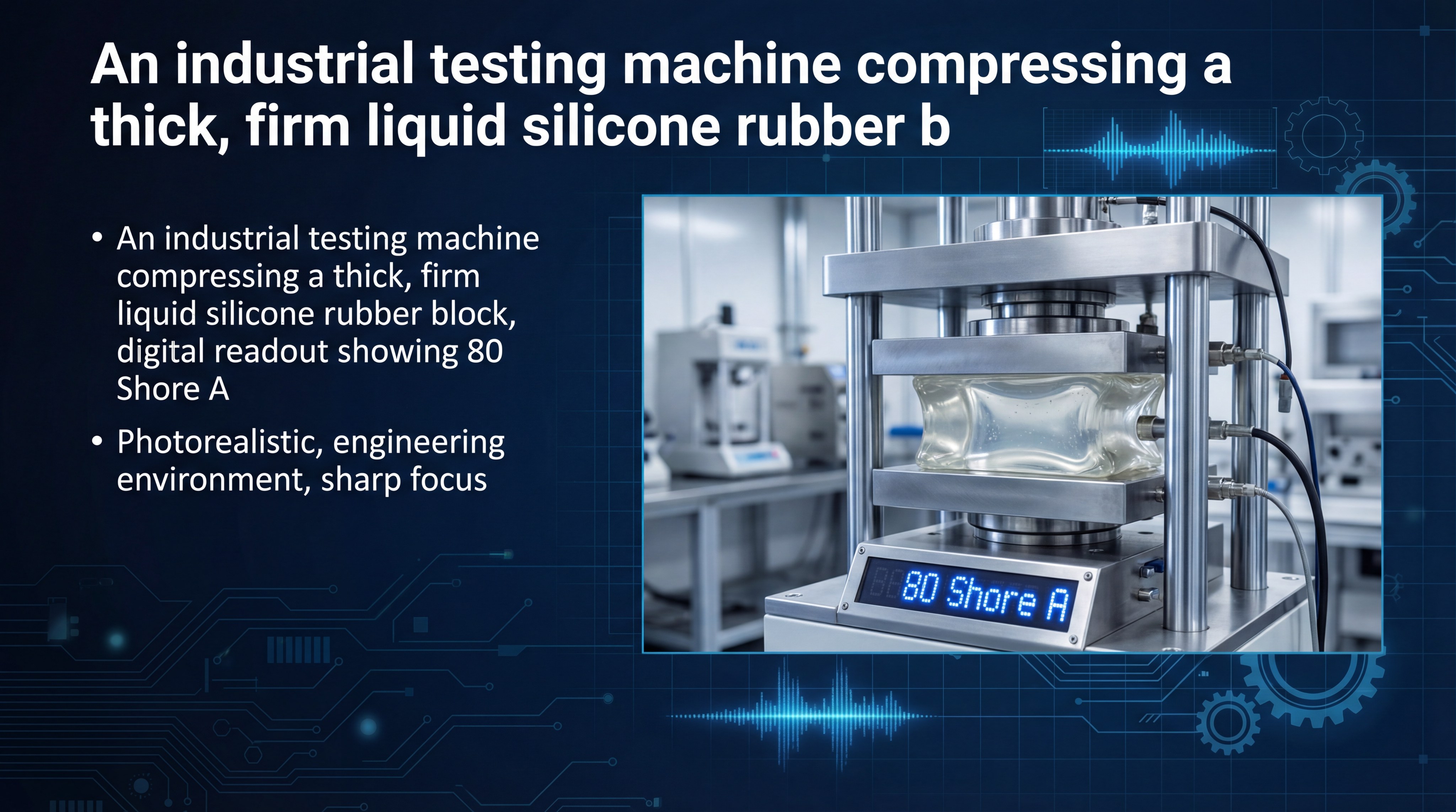 Industrial testing machine compressing silicone rubber