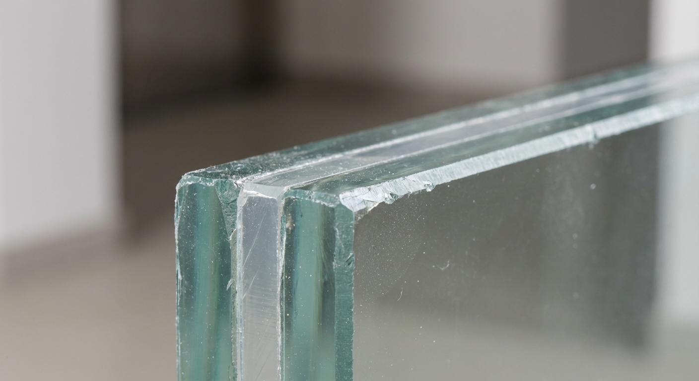 Macro detail of laminated glass edge