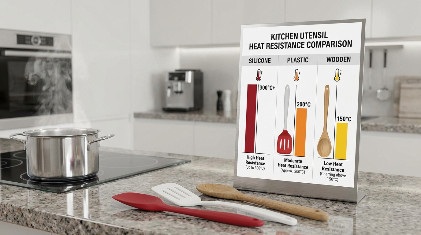 Heat resistance comparison chart for kitchen utensils