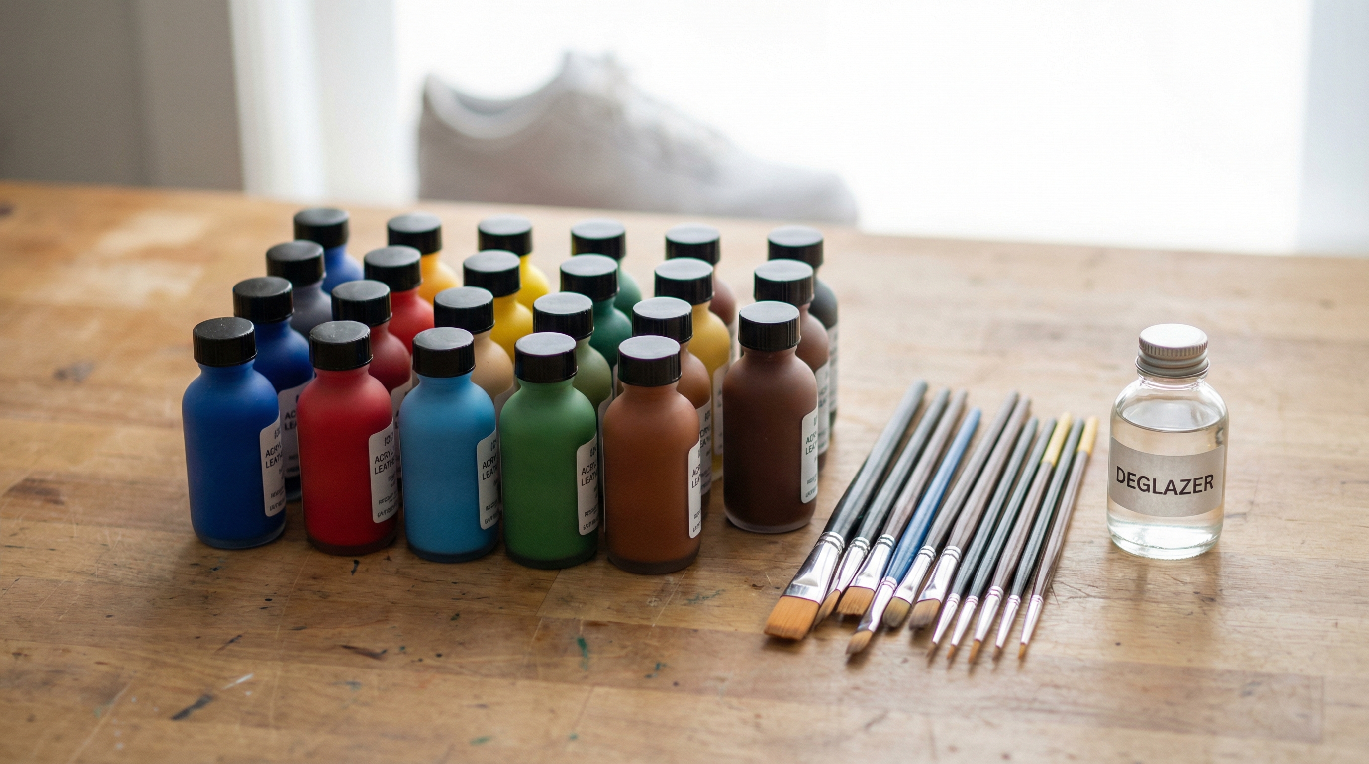 Professional Leather Paint and Tools Setup