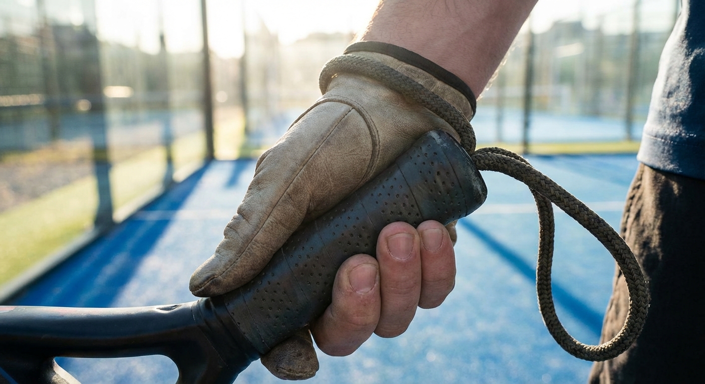 padel racket grip closeup